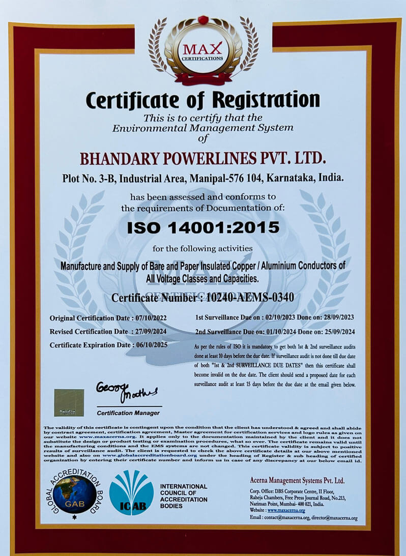 ISO 14001:2015 Certificate