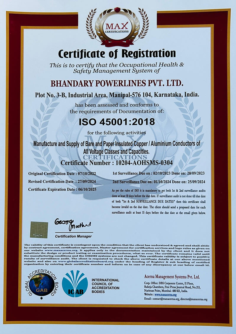 ISO 45001:2018 Certificate